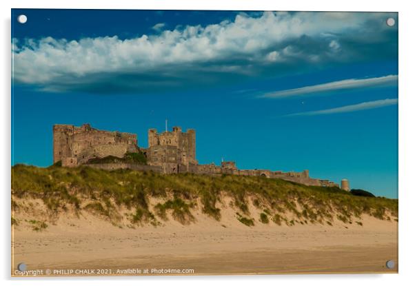 Bamburgh Castle Northumberland from the sandy beach 330 Acrylic by PHILIP CHALK
