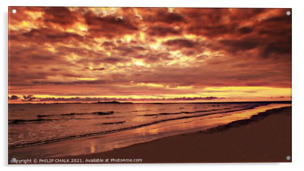 Farne Islands with dramatic sunrise 334  Acrylic by PHILIP CHALK