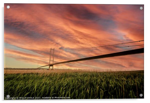 Humber bridge sunrise  east coast 355 Acrylic by PHILIP CHALK
