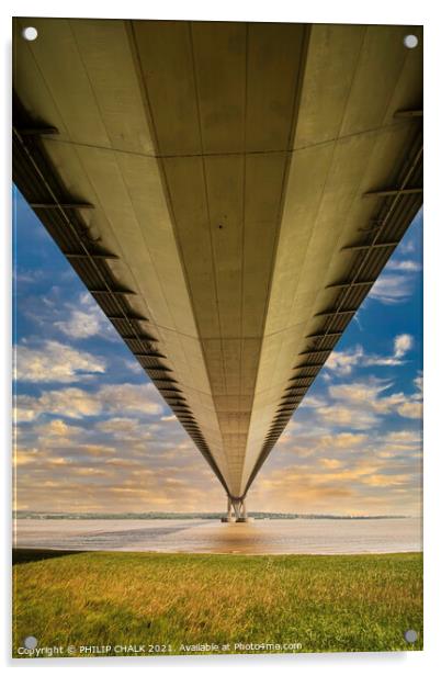 Under the Humber bridge 367  Acrylic by PHILIP CHALK