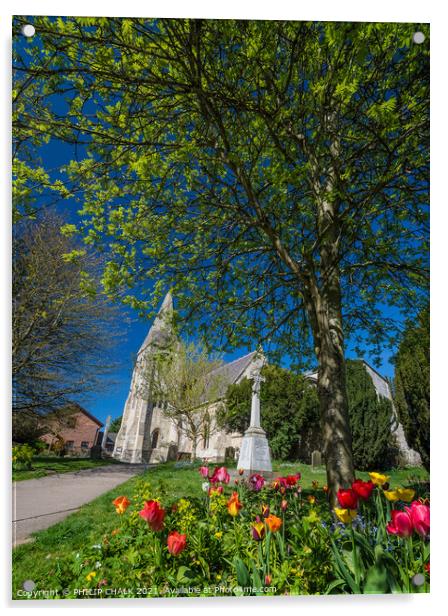Spring flowers at Huntington church York 400  Acrylic by PHILIP CHALK