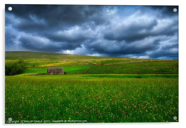 Yorkshire dales shepherds hut 454 Acrylic by PHILIP CHALK