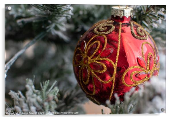 Red Christmas  Acrylic by Ursa Bavcar