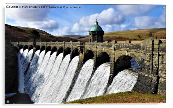 Majestic Overflowing Craig Goch Dam Acrylic by Mark Chesters