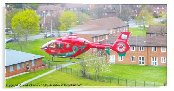 LifeSaving Wales Air Ambulance Landing Acrylic by Mark Chesters