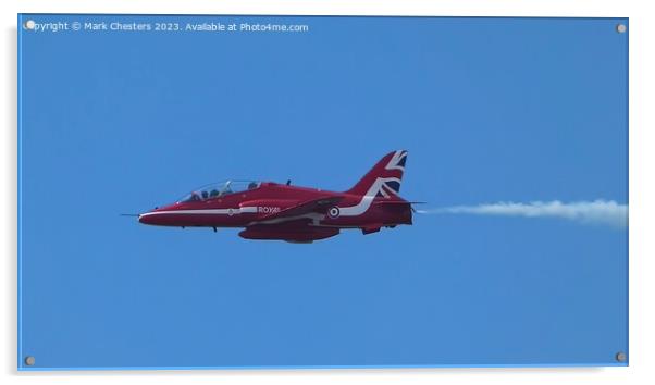 Red Arrow in flight Blackpool airshow August 2023 Acrylic by Mark Chesters