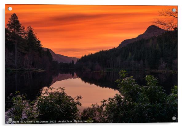 Glencoe Lochan Sunrise  Acrylic by Anthony McGeever