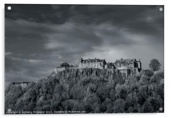 Stirling Castle black and white  Acrylic by Anthony McGeever