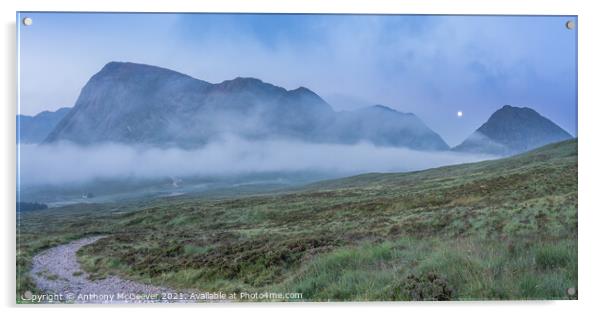 Buachaille Etive Mor Moonset  Acrylic by Anthony McGeever