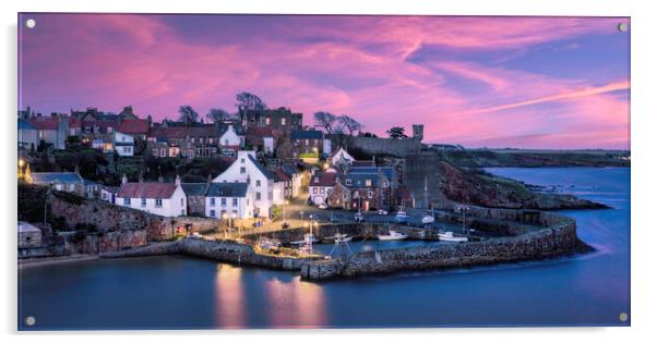 Sunset over Crail Harbour  Acrylic by Anthony McGeever