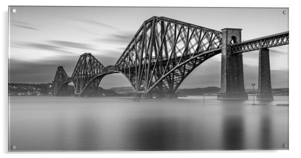 Forth Bridge black and white  Acrylic by Anthony McGeever