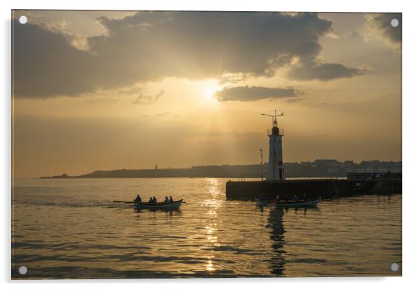 Rowing Boats and Anstruther Lighthouse Acrylic by Anthony McGeever