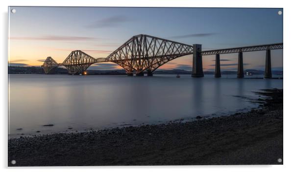 Forth Rail Bridge Sunset Acrylic by Anthony McGeever