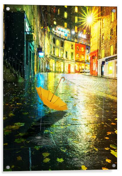 Autumn rain on West Bow Acrylic by Anthony McGeever