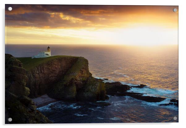 Stoer Lighthouse Sunset  Acrylic by Anthony McGeever