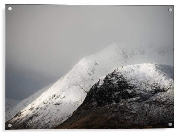Snow covered mountains of Glencoe Acrylic by Anthony McGeever