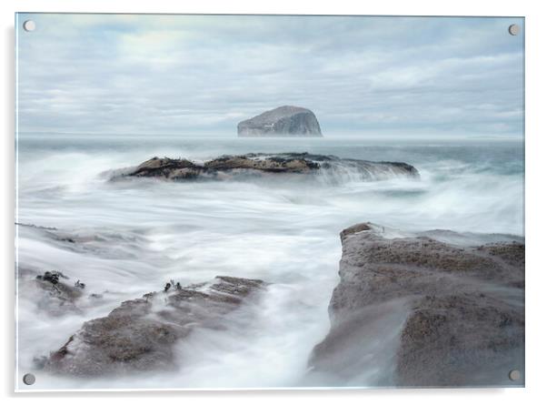 White surf and Bass Rock  Acrylic by Anthony McGeever