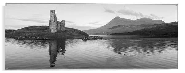 Ardvreck Castle Black and White  Acrylic by Anthony McGeever