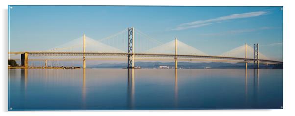 The Forth Road Bridge and Queensferry Crossing  Acrylic by Anthony McGeever
