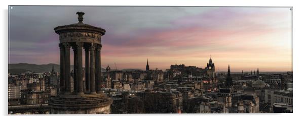 Edinburgh Skyline Panorama  Acrylic by Anthony McGeever