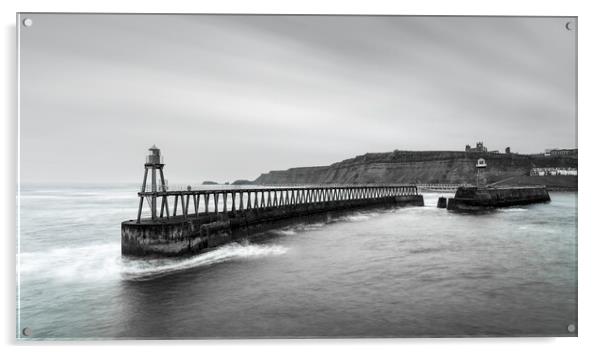 East Pier Black and White  Acrylic by Anthony McGeever