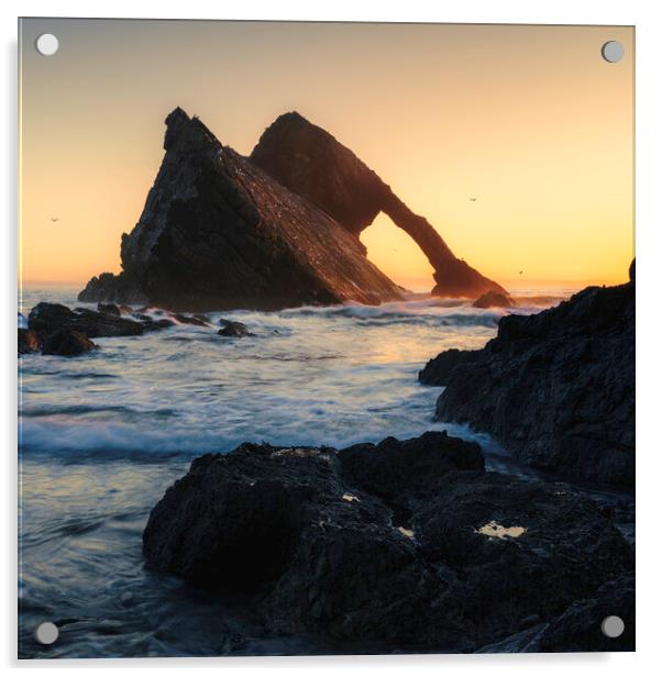 A golden Glow on Bow Fiddle Rock  Acrylic by Anthony McGeever