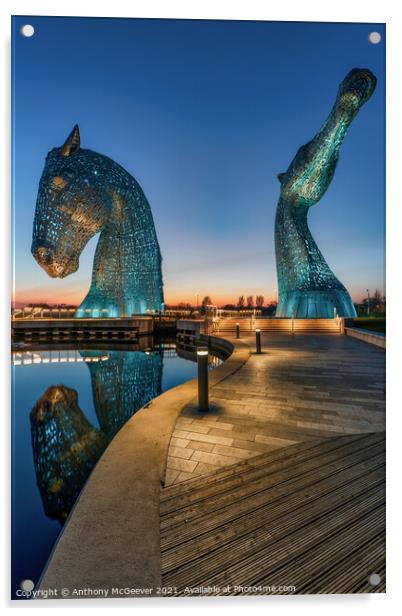 The Kelpies Acrylic by Anthony McGeever