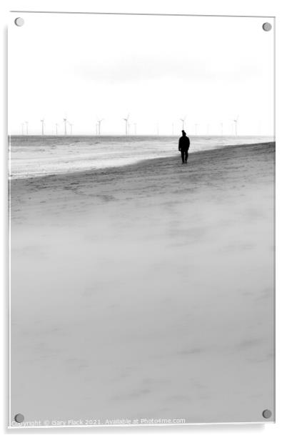 Solitary Man walking on the beach at Huttoft on the Lincolnshire Coast Acrylic by That Foto