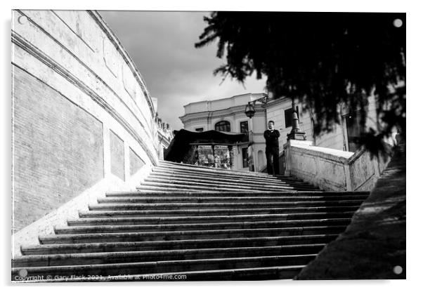 Spanish Steps in Rome with a lone shopkeeper Acrylic by That Foto