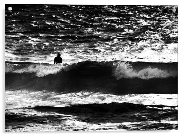 Silhouetted surfer in a large wave Acrylic by That Foto