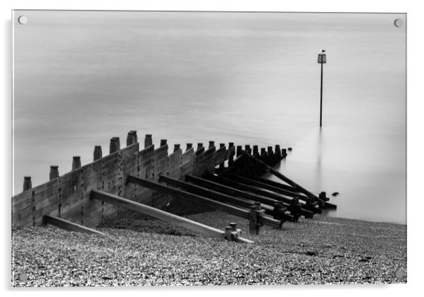 Tankerton Beach Early morning in black and white Acrylic by That Foto