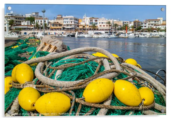 fishing nets in harbour of Cala Rajada in Majorca Acrylic by MallorcaScape Images