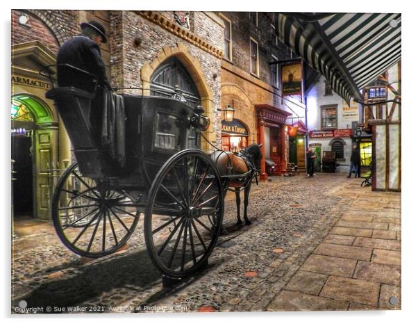 Horse and cart, York Acrylic by Sue Walker