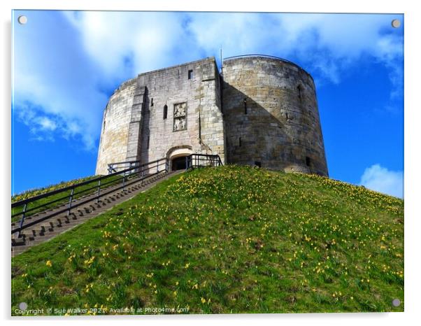 Cliffords Tower, York Acrylic by Sue Walker