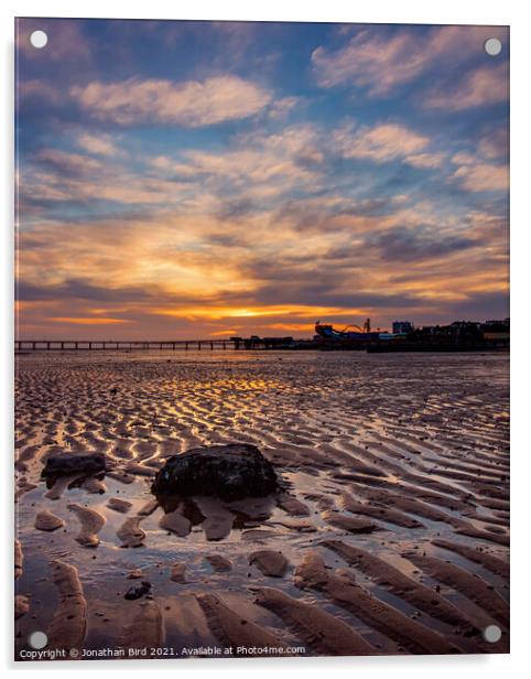 Sunset on Southend-on-Sea Acrylic by Jonathan Bird