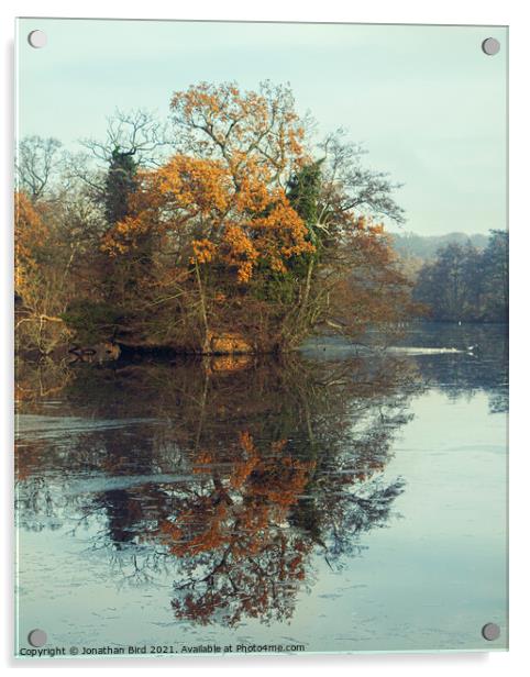 Autumn Reflection, Weald Country Park  Acrylic by Jonathan Bird
