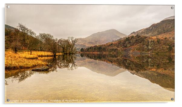 Reflections at Llyn Gwynant Acrylic by paul reynolds