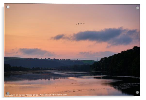 Sunrise on the River Torridge Acrylic by James Moore