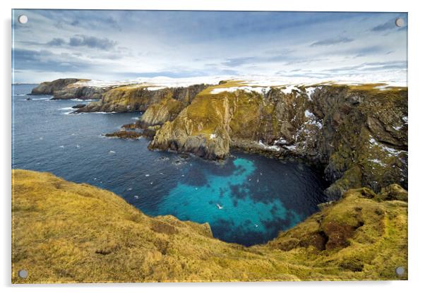 Selchie Geo, Shetland Islands, St Ninian's Acrylic by Andrea Obzerova