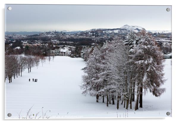 Snowy Edinburgh Acrylic by Philip Stewart