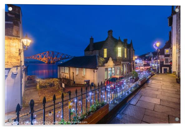 South Queensferry Twilight Acrylic by Philip Stewart