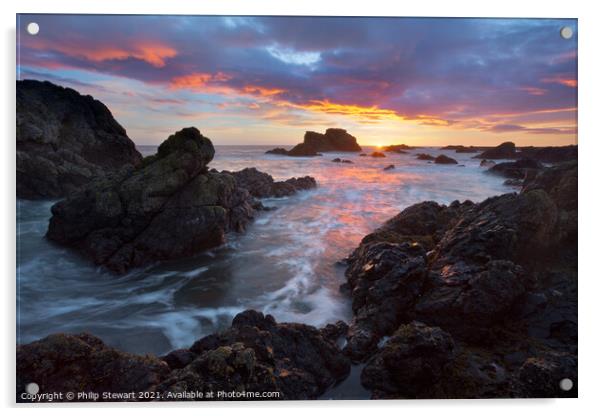 Eyemouth Sunrise Acrylic by Philip Stewart