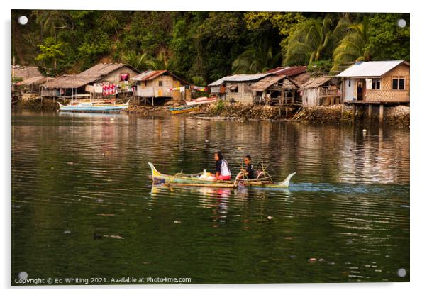 Small Philippine fishing villagers shopping trip Acrylic by Ed Whiting