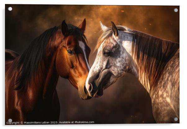 Two horses Acrylic by Massimiliano Leban