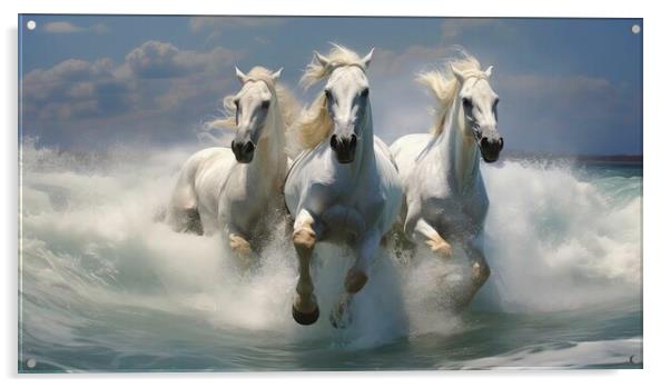 Three free horses  Acrylic by Massimiliano Leban