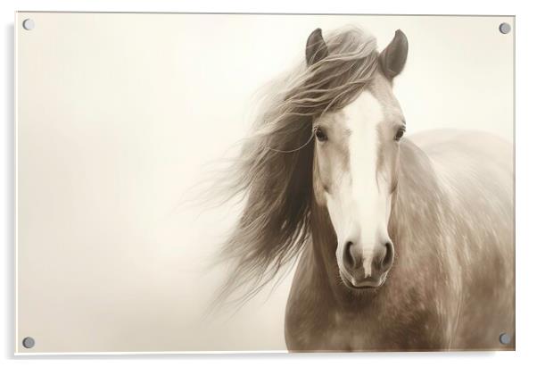 A close up of a Stallion with Majestic Mane Acrylic by Massimiliano Leban
