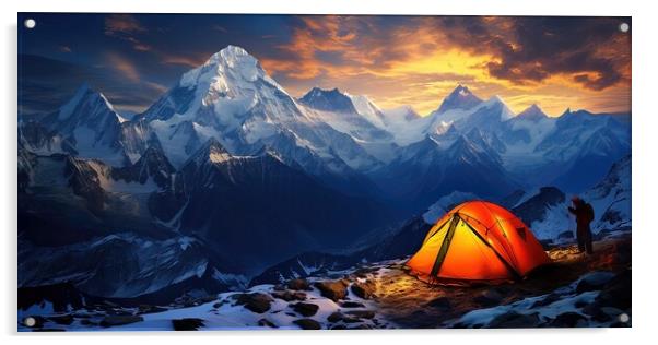 Camping in mountain on winter Acrylic by Massimiliano Leban