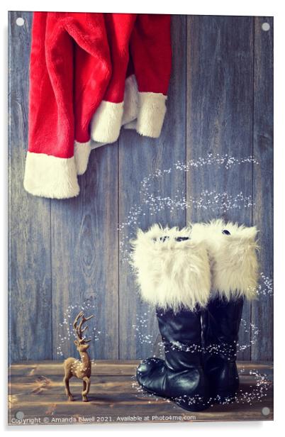 Santa's Boots Acrylic by Amanda Elwell