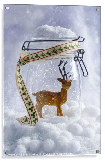 Reindeer Figure Acrylic by Amanda Elwell