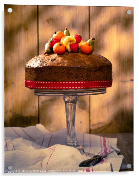 Vintage Style Fruit Cake Acrylic by Amanda Elwell